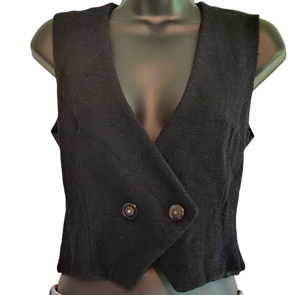Double breasted vest women's black cropped Size XS/S